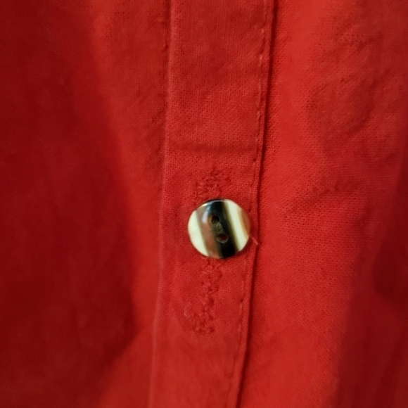 Red Linen Blend Button Down Shirt Southwestern Men's XL - Picture 5 of 7